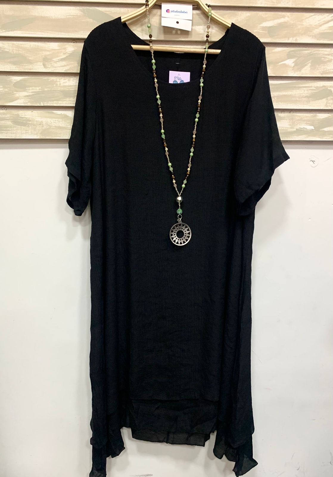 Vestido Lino Negro Patio de Valentina