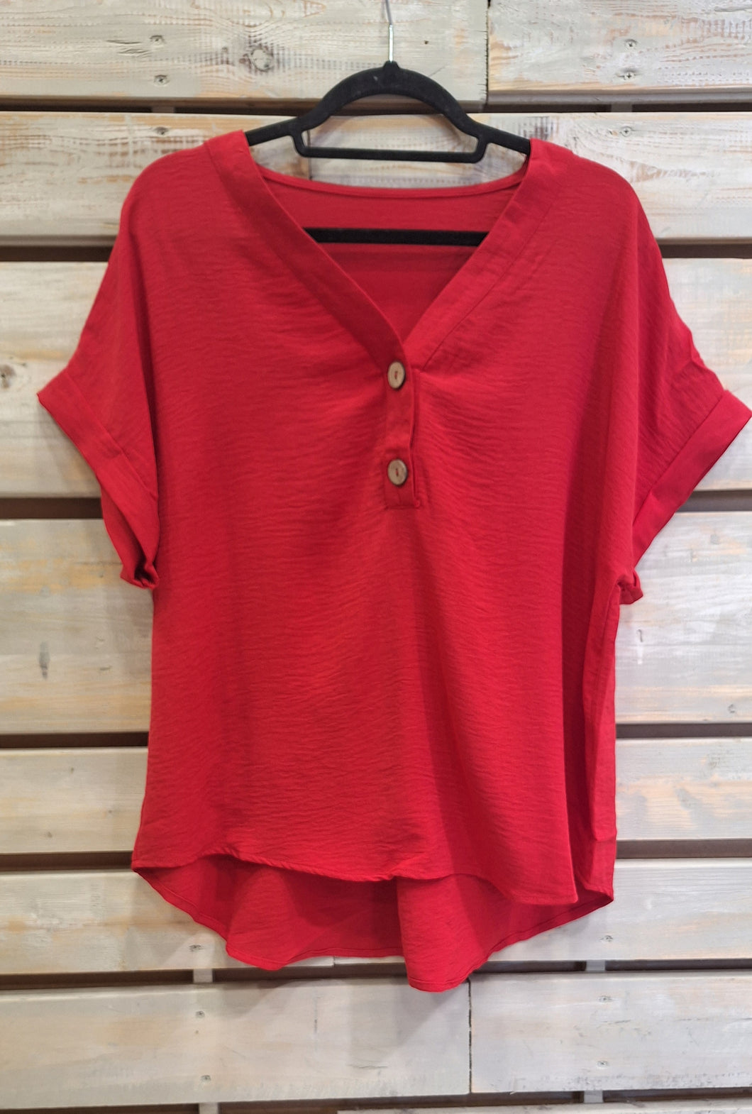 Blusa Botón Madera- Roja