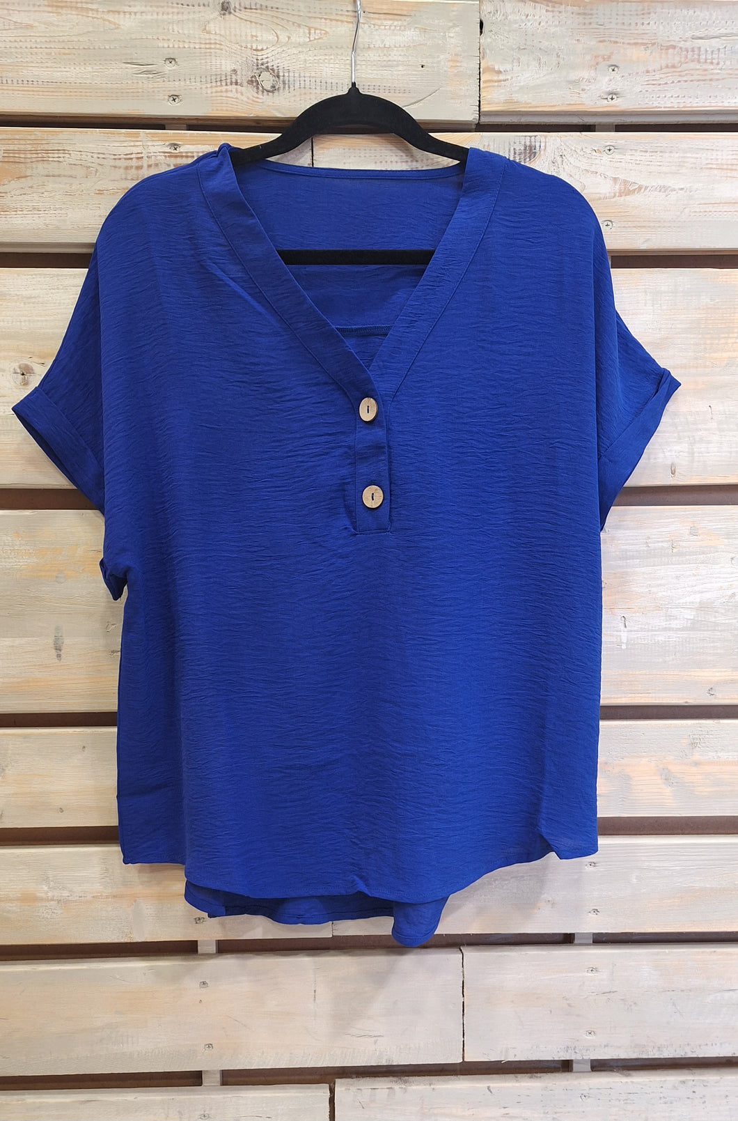 Blusa Botón Madera- Azulino