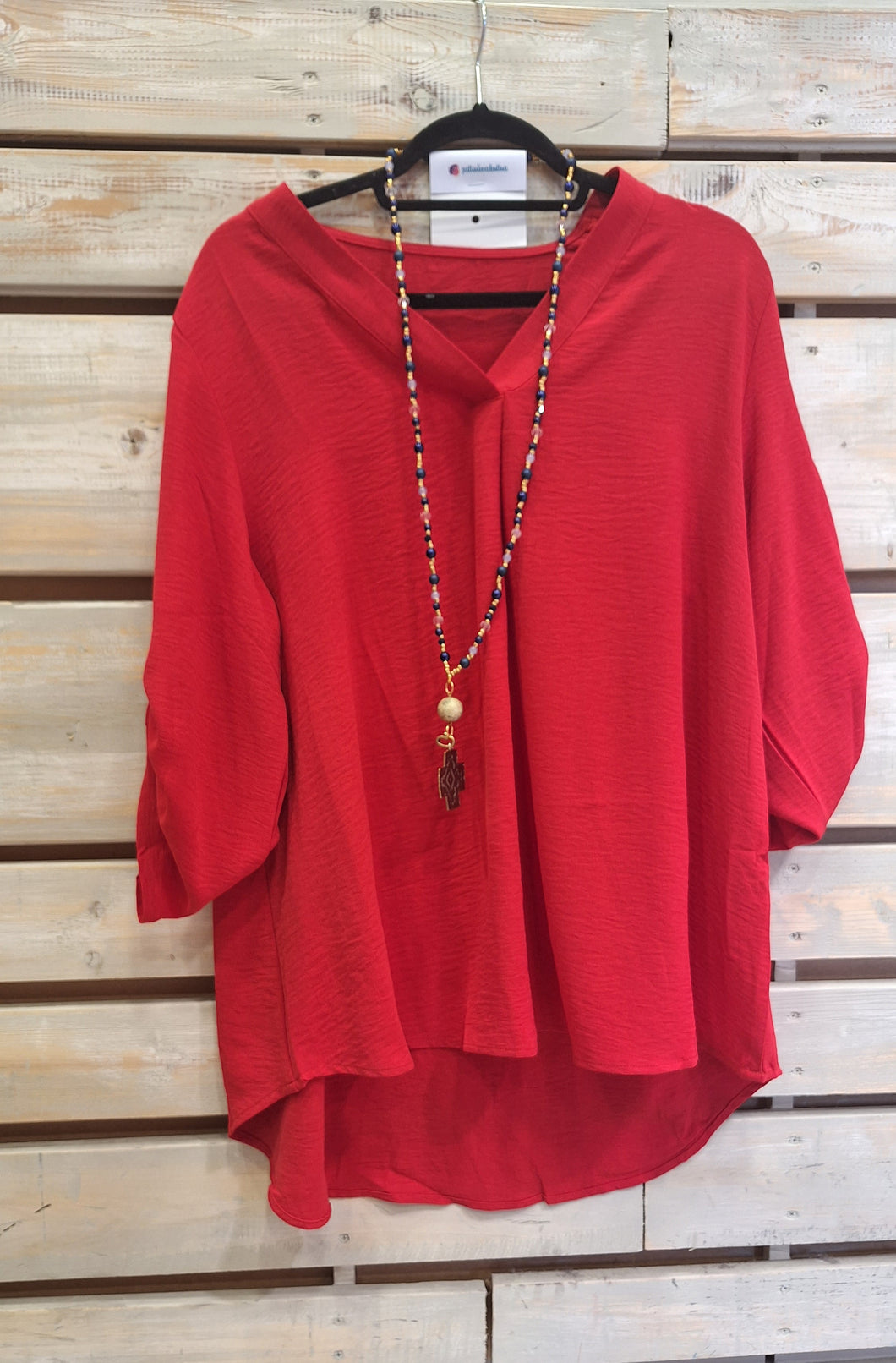 Blusa Cuello V- Rojo