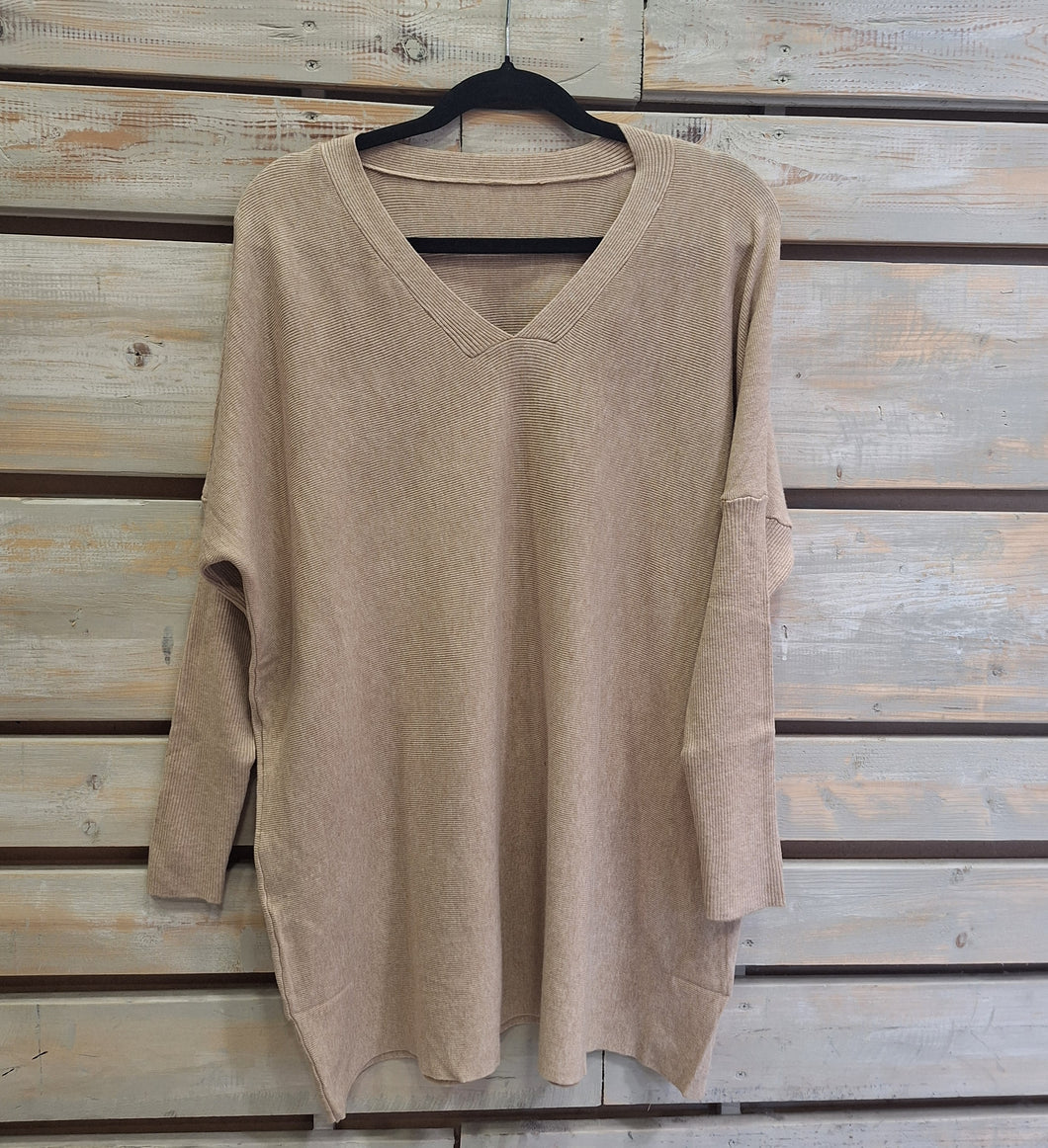 SWEATER CUELLO V MEDIUM- BEIGE