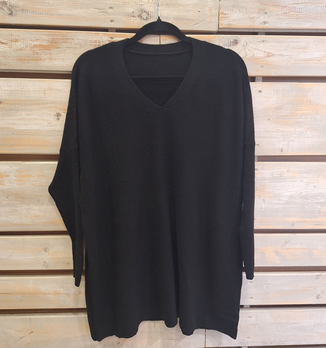 SWEATER CUELLO V MEDIUM- NEGRO