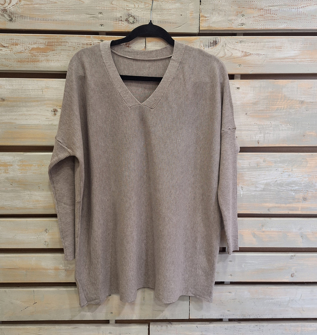 SWEATER CUELLO V MEDIUM-TAUPÉ