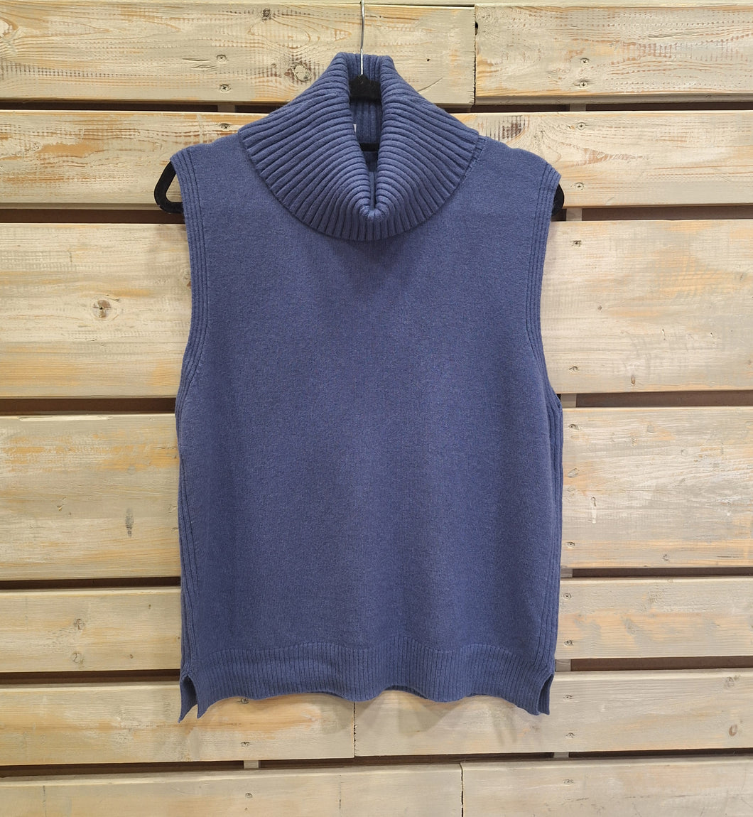 SWEATER CUELLO SIN MANGA- AZUL PIEDRA
