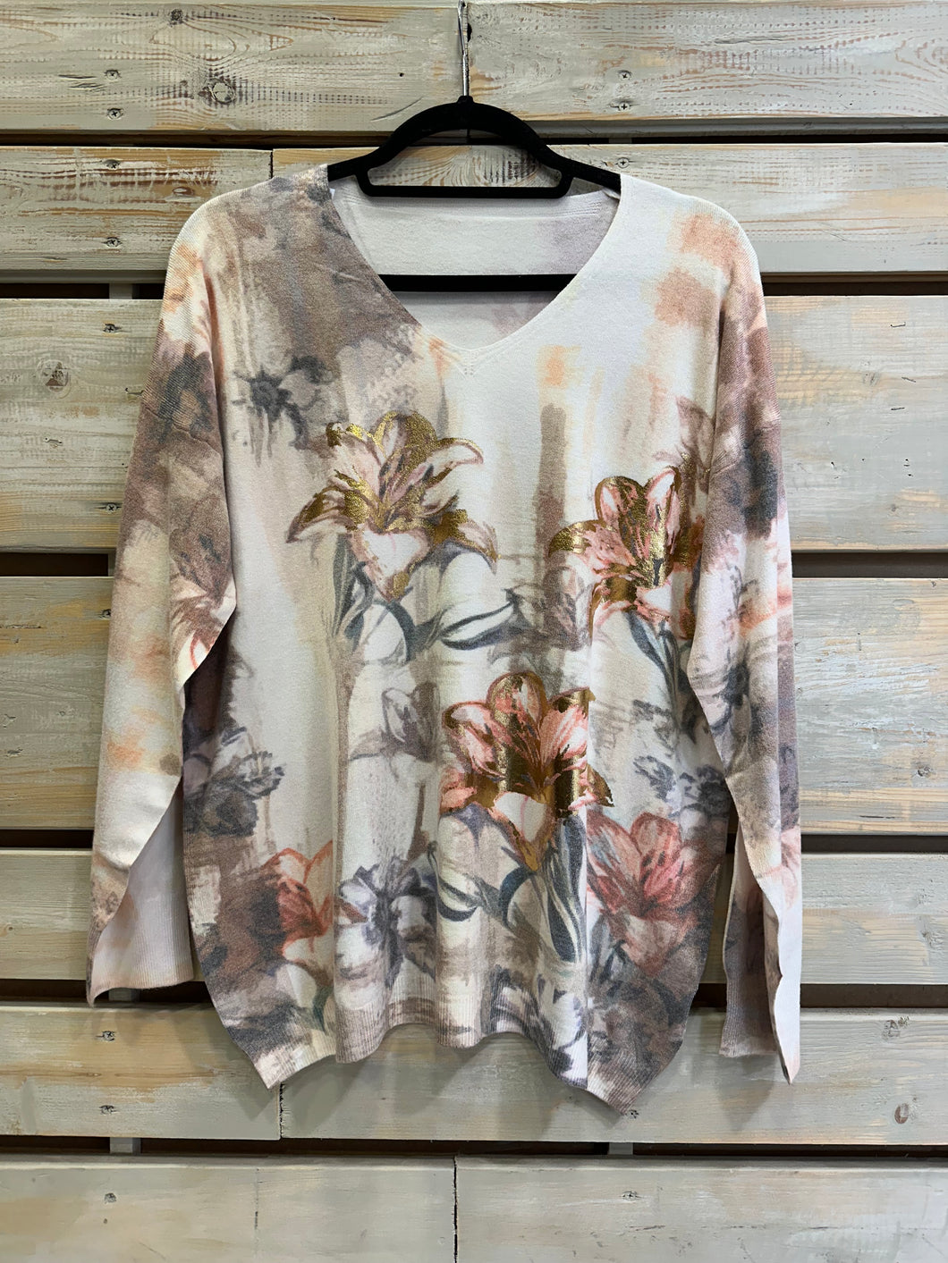 Sweater Floreado - Taupe / Dorado