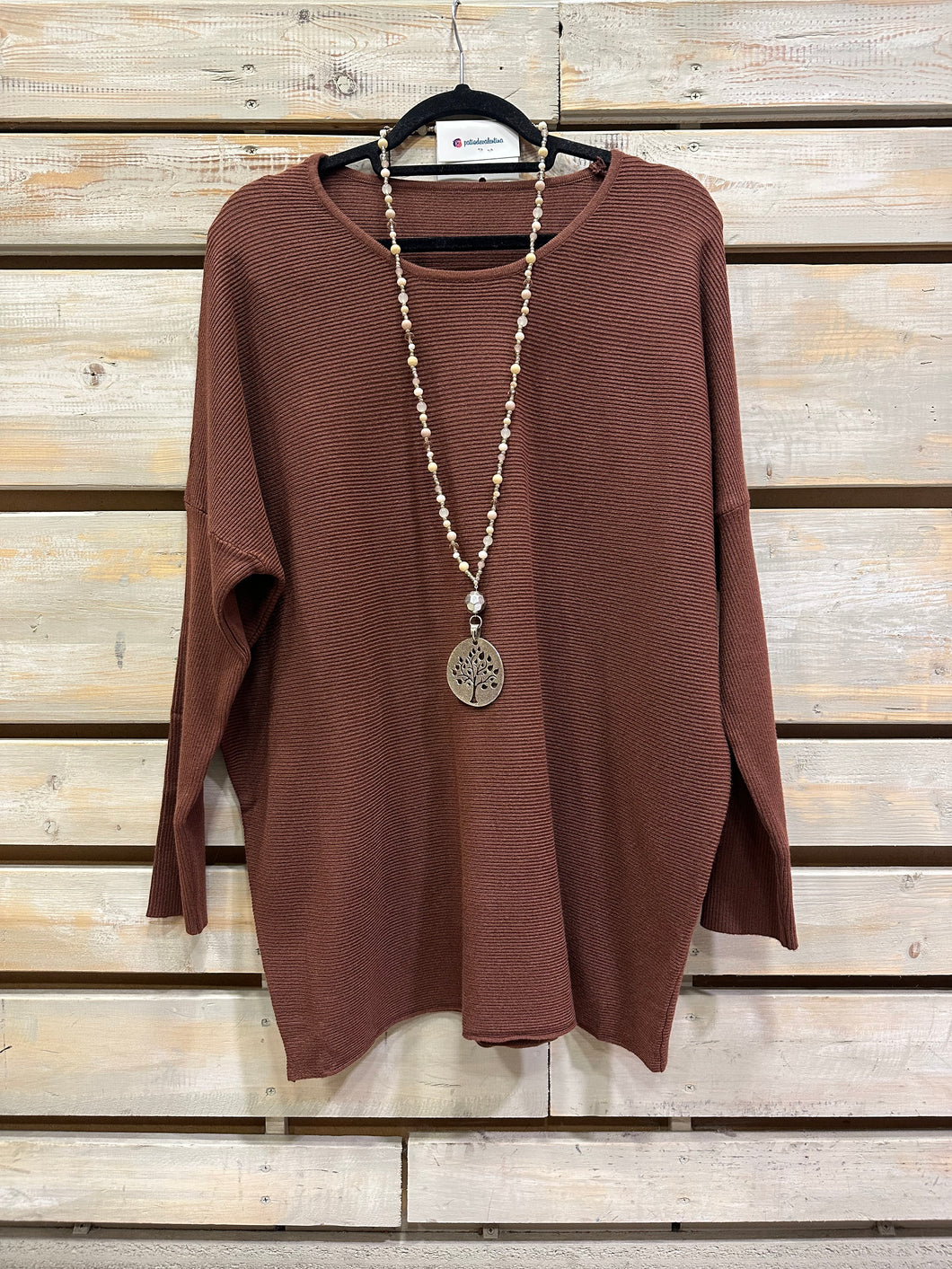 SWEATER CUELLO REDONDO- CHOCOLATE