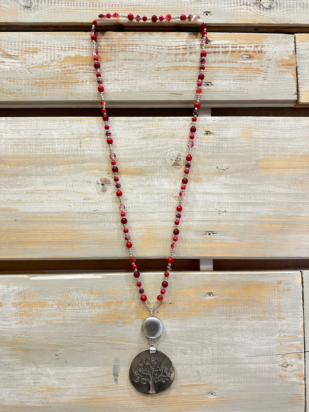 Collar Burdeo/Plateado