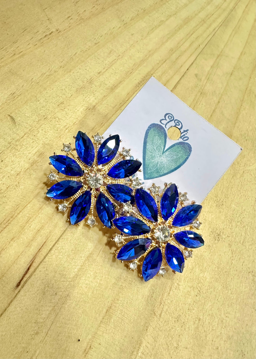 Aros Flor-Cristales Azules